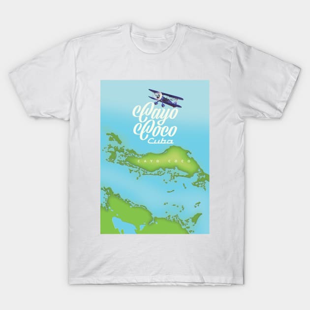 Cayo Coco Cuba map T-Shirt by nickemporium1